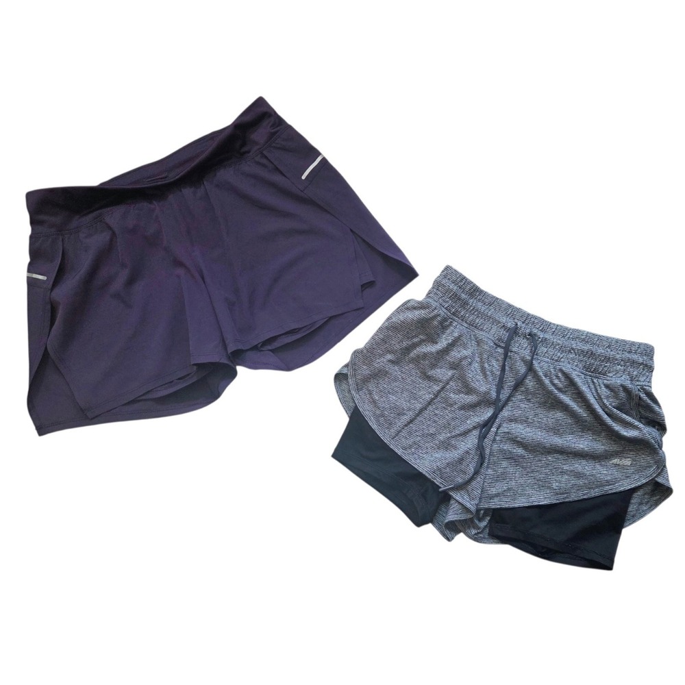 Lot of 2 Avia Athletic Active 2-in-1 Lined Running Shorts Women's S
